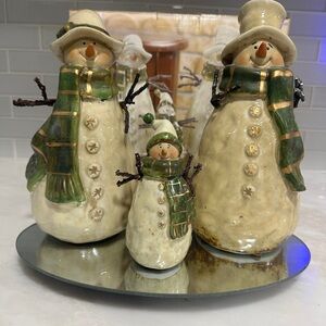 Festive Snowman Family Figurine Set